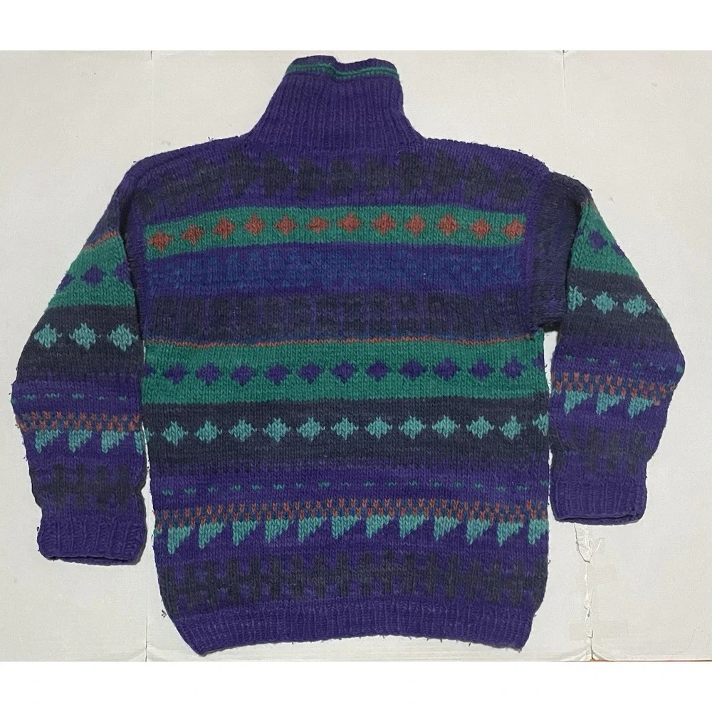 Amos & Andes‎ Imports Mens Wool Sweater Size Large Fair Isle Geometric Pullover